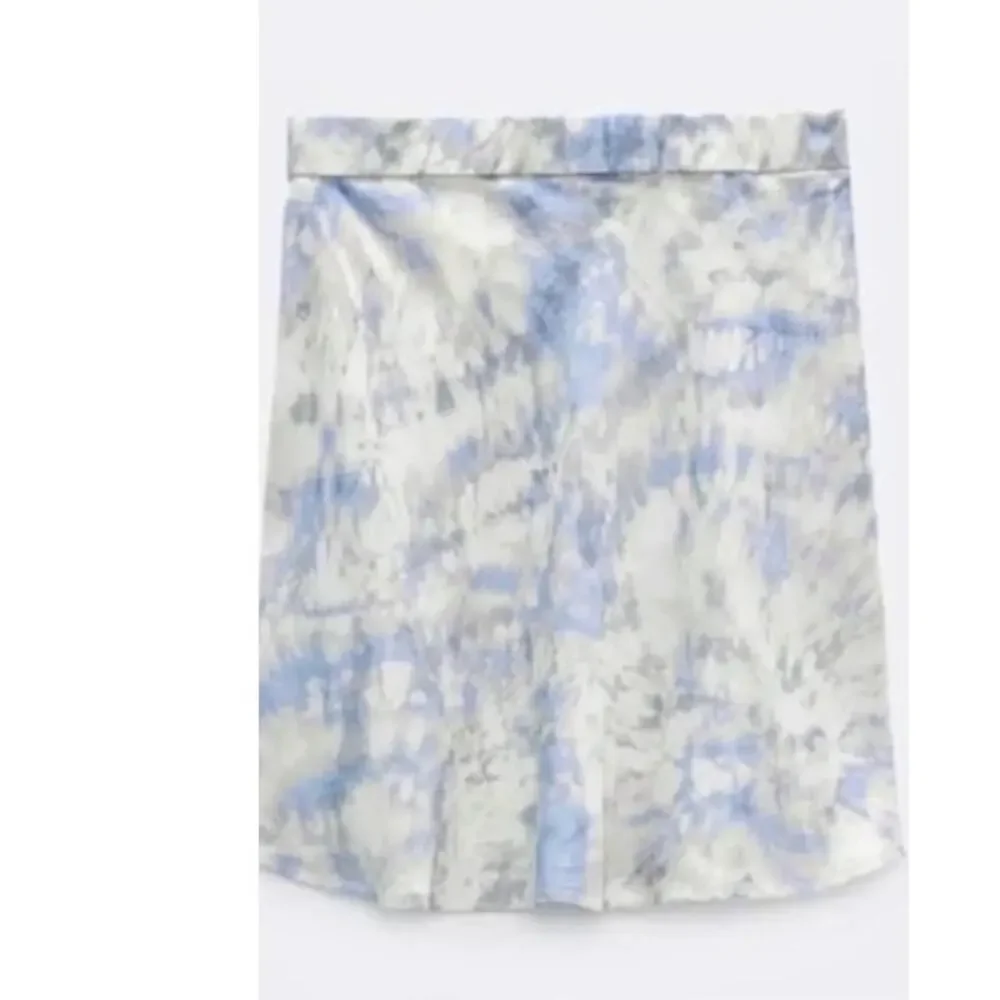 🔥 Zara XS Purple Lilac Yellow White Tie Dye Mini Skirt Satin Viscose Silky - Picture 2 of 15